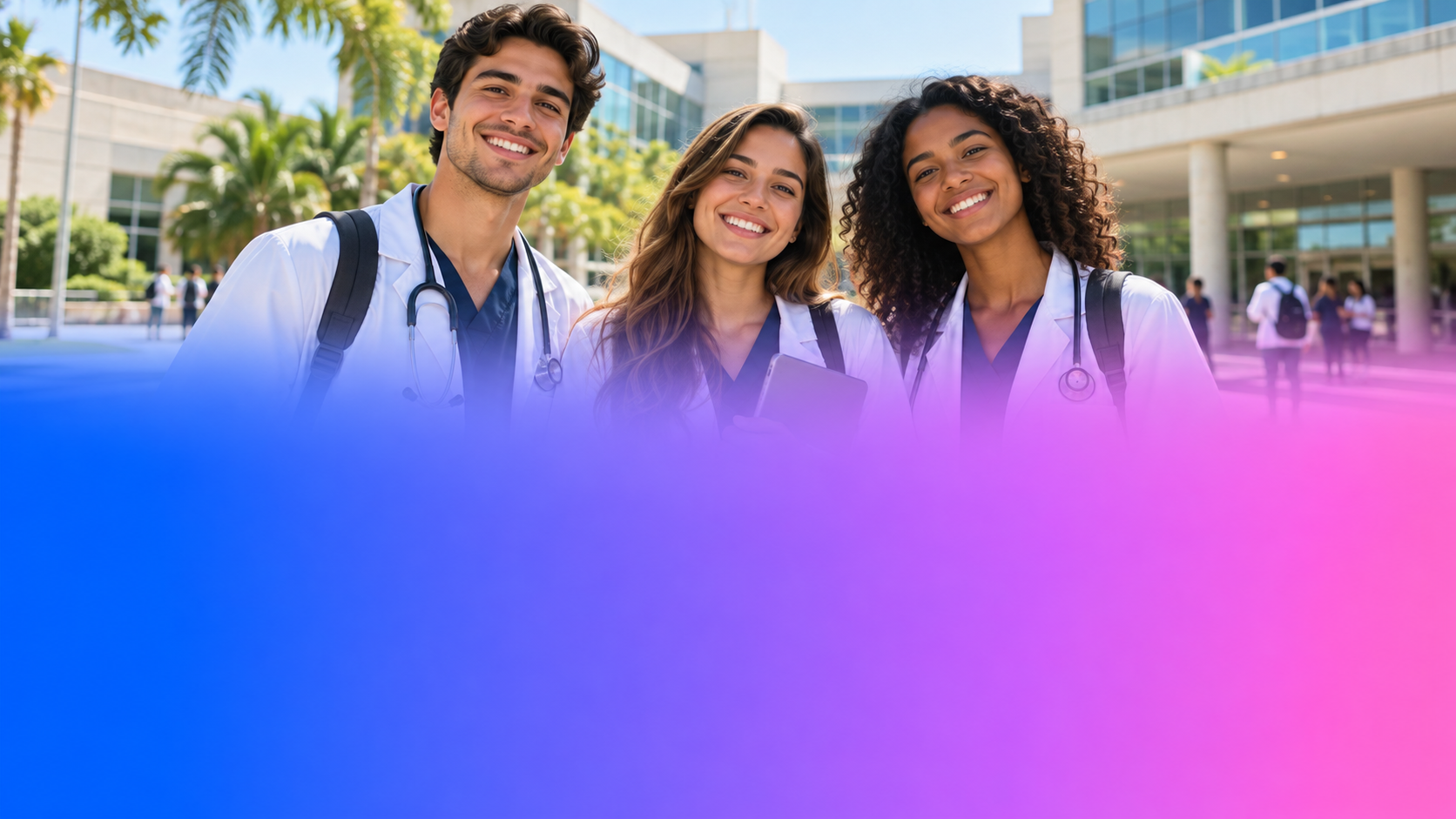 Estudantes de Medicina em um campus universitário